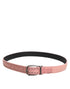 Dolce & Gabbana Pink Leather Perforated Detailing Buckle Belt